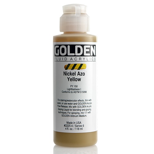 Golden, Fluid Acrylic, Paint, 4oz, Nickel Azo Yellow